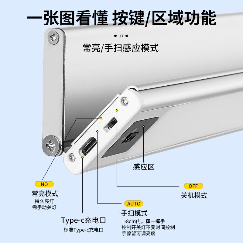艺学习护眼台灯学生儿童书桌阅读灯条挂壁式吸顶磁吸影灯