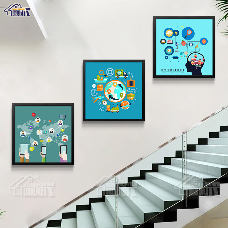 企业文化背景墙办公室装饰画IT互联网科技网络公司壁画会议室挂画