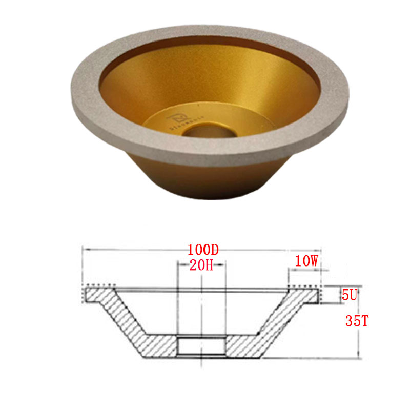 钎焊金刚石碗型砂轮电镀直角斜边钨钢铣刀陶瓷玻璃磨刀机C9砂轮