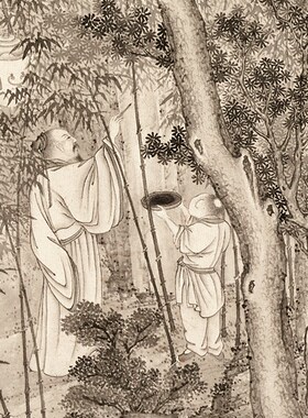水墨亭 严宏滋竹林七贤图 大幅客厅装饰画商业空间背景墙挂画