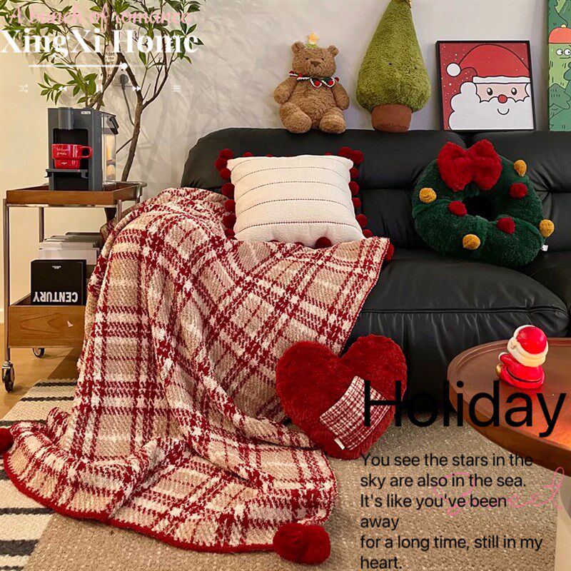 沙发盖毯夏秋房毯子格纹氛围感办公室午睡毯风毯子装饰毯