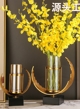 跨境轻奢透明玻璃花瓶高级感家居创意客厅餐桌大号装饰摆件 厂