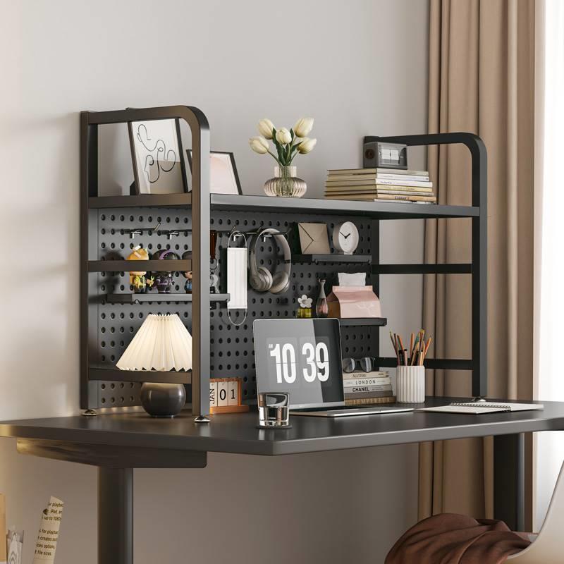 洞洞板书架书桌收纳置物架桌面多层铁艺网格架子办公电脑桌桌上架