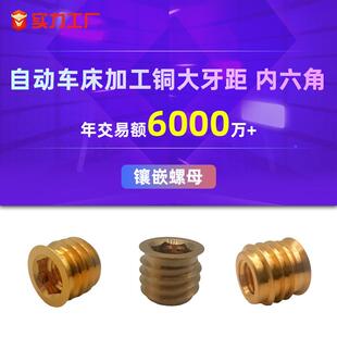 大自牙距螺母加工小家电金铜精密零五配件动车床内六角螺母加工
