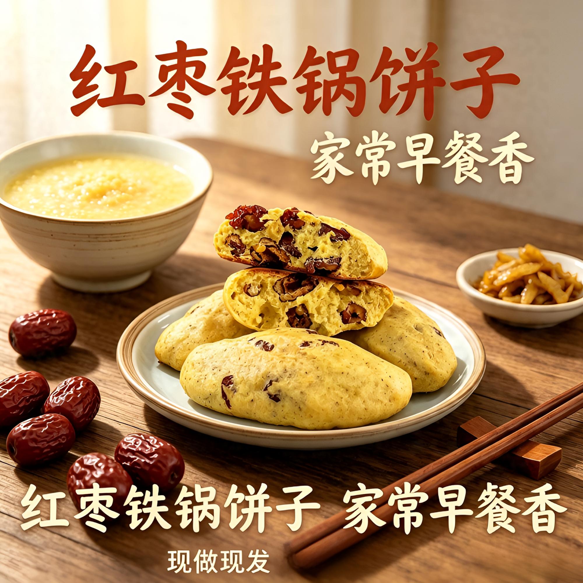 山东红枣玉米面手工铁锅饼窝窝头