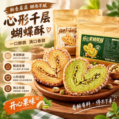 巨好香开心果扁桃仁蝴蝶酥