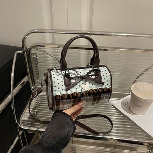 2025新款高颜值波点蝴蝶结蕾丝双肩包格子款女童百搭书包外出背包