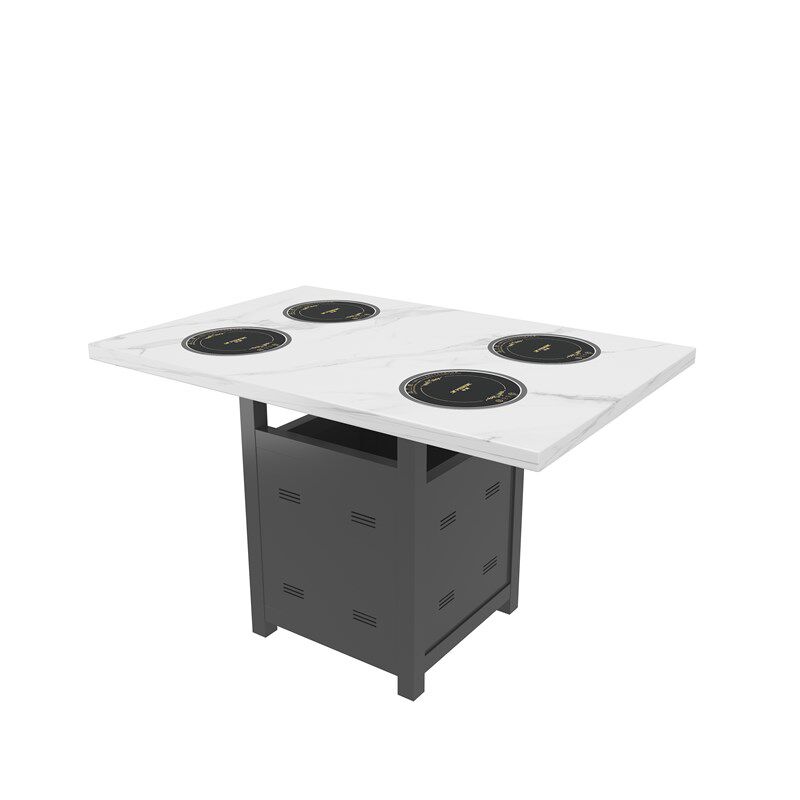 一人一锅海鲜自助小火锅桌子大理石岩板商用电磁炉一体串串香桌椅