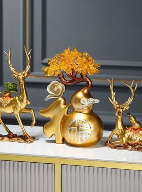 乔迁新居礼品招财鹿酒柜客厅电视柜玄关装饰品摇钱树新房送礼