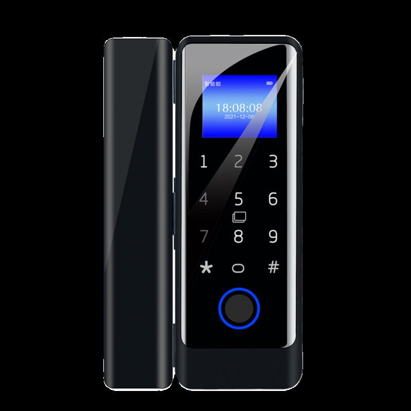 免地插玻璃门密码锁门免打孔平门指纹锁单门防水推拉平有框