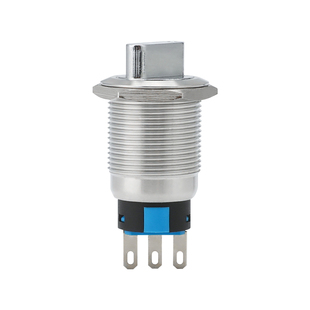 金属旋钮关 22mm二档三挡自锁复位带钥匙选择转换位置按钮