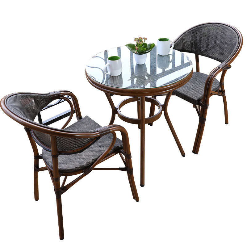 室内阳台小桌椅现代简约咖啡看书铁艺家用茶几休闲阳台三件