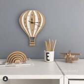 风儿童房幼儿园热气球装 饰钟墙面装 饰挂钟家居静音时钟