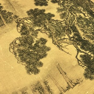 明 唐寅 松林扬鞭图 唐伯虎山水风景物国画立轴装饰画挂轴装裱