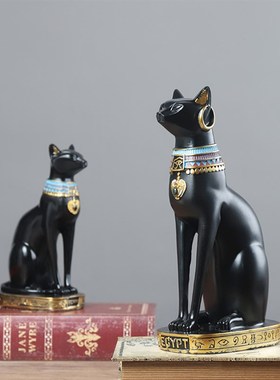 欧式创意树脂埃及猫摆件猫神贝斯特客厅书房办公室书桌装饰摆设