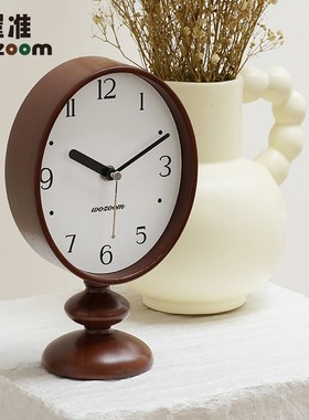 WOZOOM屋准创意中古风钟表复古座钟桌面高级感时钟摆放式台钟