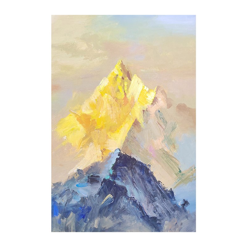 日照金山抽象肌理画玄关立体纯手绘油画挂画客厅沙发背景墙装饰画图片