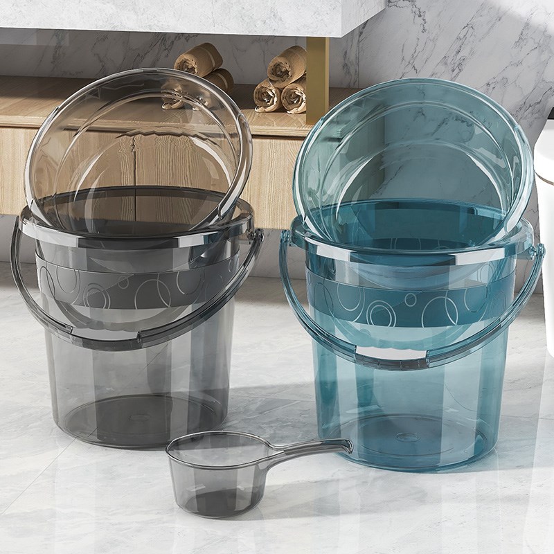 手提塑料水桶家用大号储水桶带盖圆桶学生宿舍洗衣洗澡桶脸盆