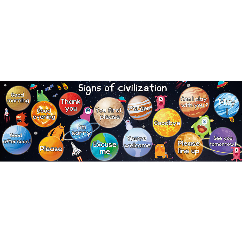 儿童房英文标语文明用语墙贴题墙小学教室文化墙面布置海报装饰