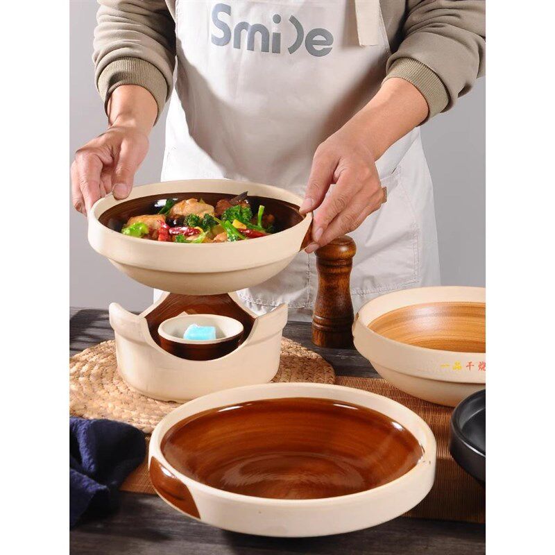 固体酒精炉小火锅商用干锅锅具饭店锅仔陶瓷砂锅土钵炉子