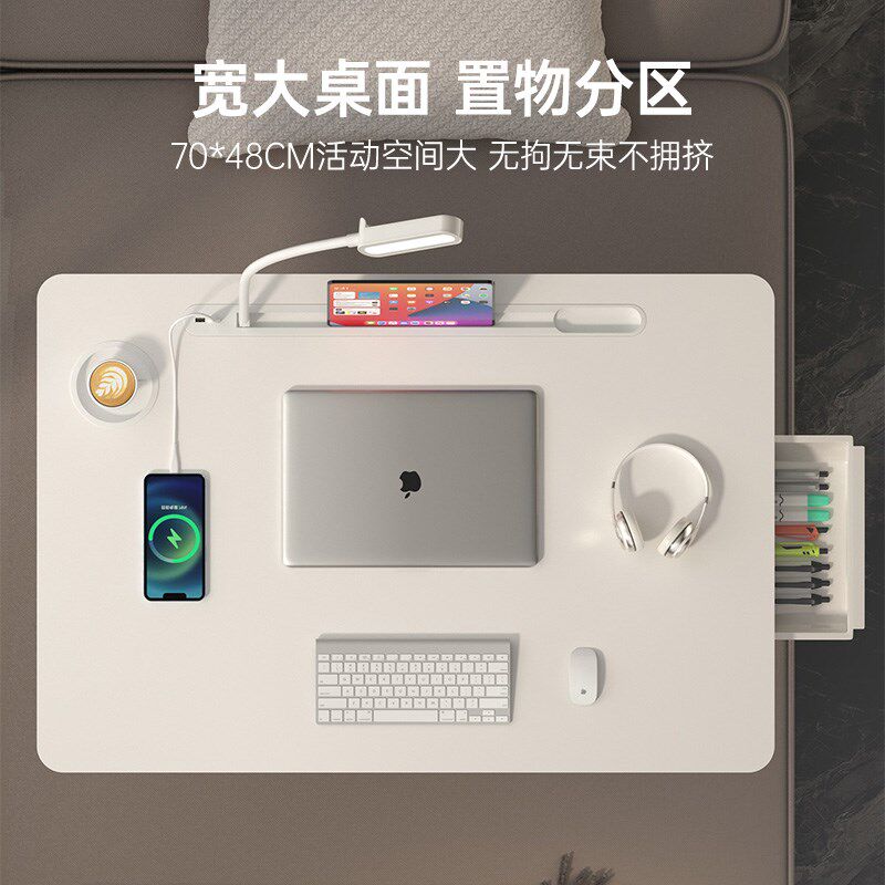 床上小桌子学习桌带台灯电脑桌学生宿舍上铺书桌卧室飘桌板炕桌笔