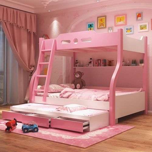 儿童上下床带层床实木高低床子母床上下铺木床二层床配滑梯