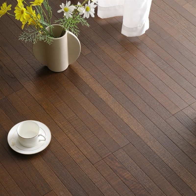 1.9米极窄橡木锯齿纹烟熏深色地板多层实木15厚enf环保地板