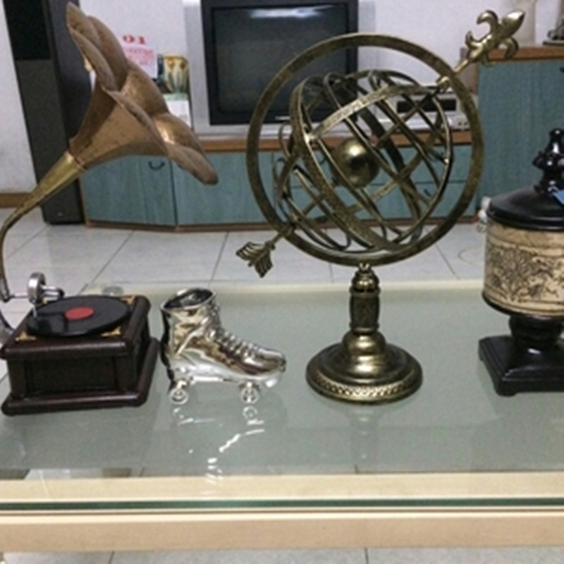 复古地球仪装饰品摆件酒吧做旧家居柜子酒柜摆饰艺术收藏小创意