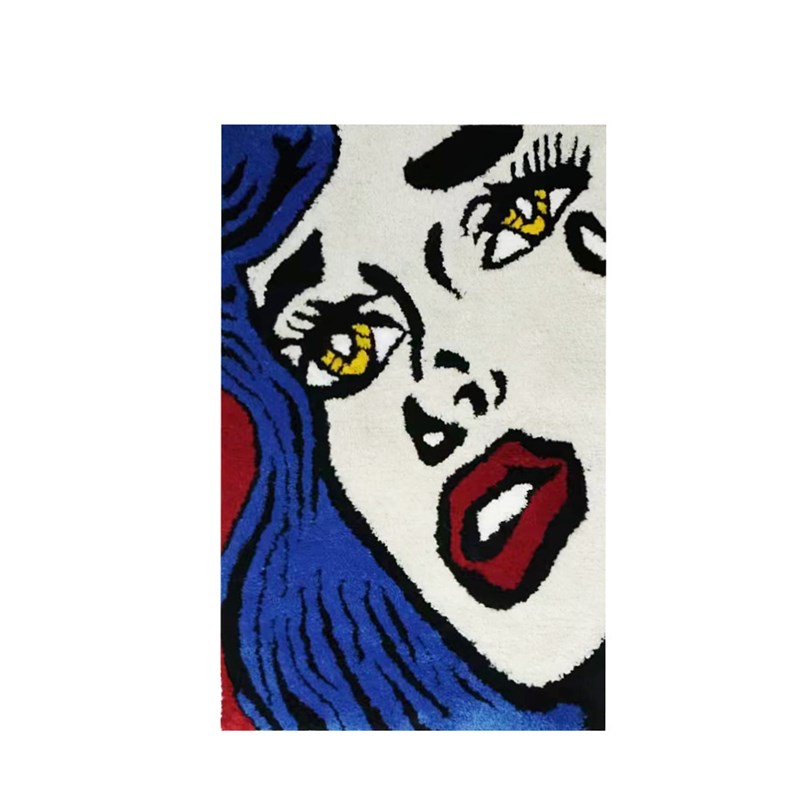 意式簇绒绣花植绒地毯卧室防滑地毯卡通少儿房床边地垫