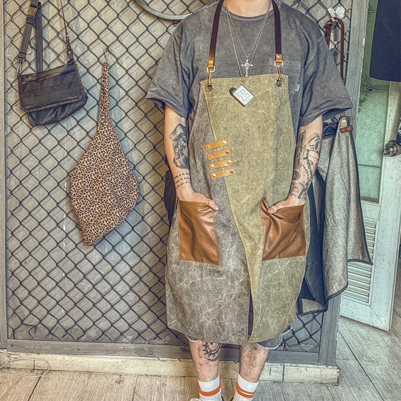 厂家园艺围裙时尚牛仔男女工作服理发师奶茶店餐厅烘焙咖啡师定制