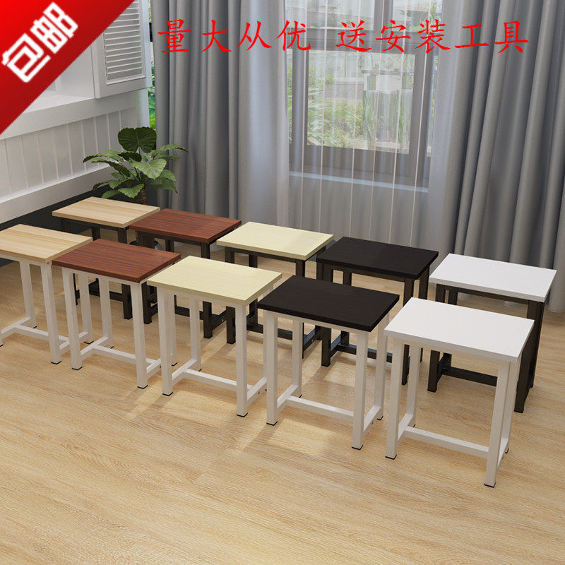 钢木培训课桌凳学生凳工厂车间操作凳快餐凳小方凳铁