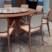 北美桃全实木风餐桌椅电动圆桌意式 别墅家具定制