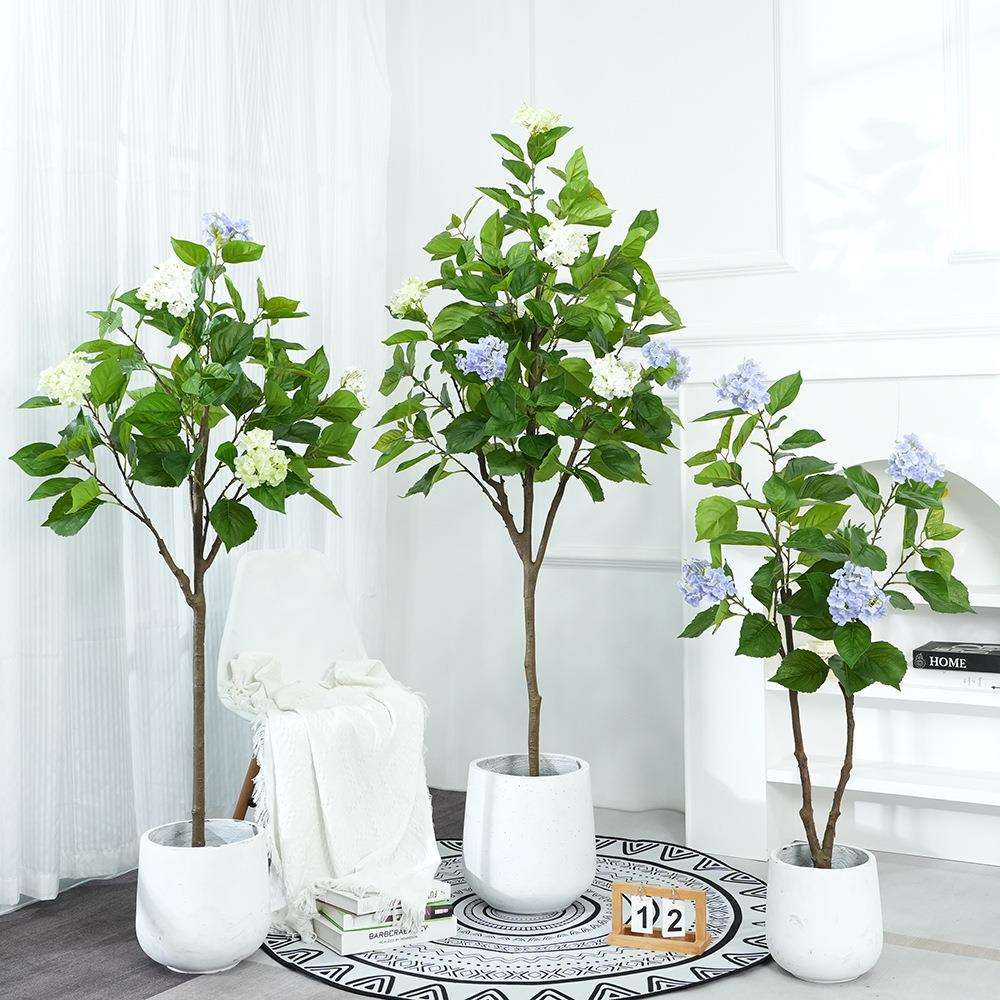 客厅落地装饰绣球花树绿植摆件服装店橱窗造景仿真植物假树盆栽图片