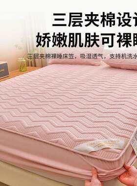 A类母婴级大豆夹棉床笠16密道-曲线床垫保护套三层裸睡床罩柔软