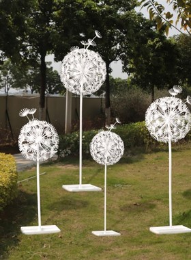 镂空蒲公英雕塑园庭院草坪地产售楼部铁艺发光装饰