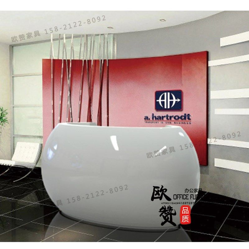 上海烤漆前台接待台简迎宾时尚异形圆形规则创意收银台弧形吧台