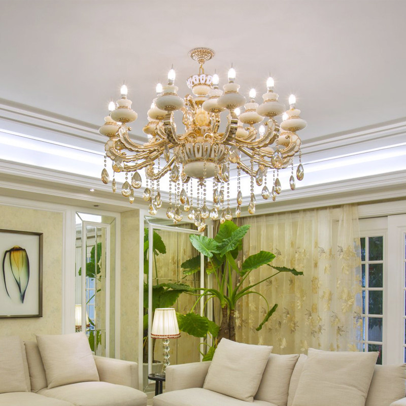 欧式吊灯客厅灯 天然玉石吊灯 锌合金水晶灯卧室蜡烛灯具新款,家装灯饰光源,客厅吊灯,淘宝优惠券,粉丝福利购,淘宝优惠卷