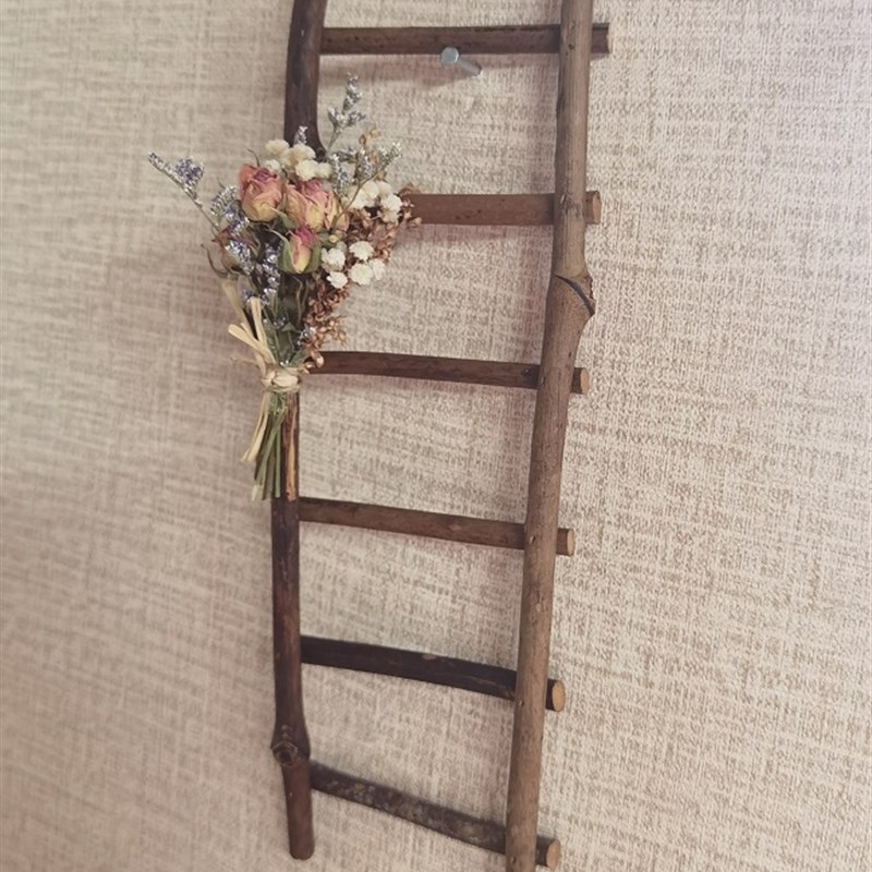 复古木棍艺术干花小梯子摆件壁饰乡村风格节节向上墙面装饰花艺
