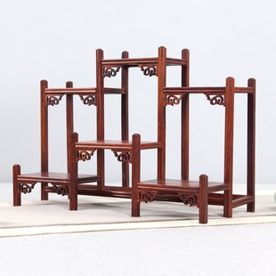 红酸枝木底座实木小博古架茶壶架子茶具架茶叶架红木