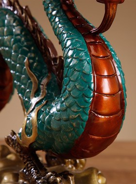 祥云龙铜办公室客厅桌面装饰品工艺品乔迁业招财聚财吉祥物