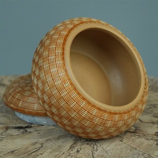 四川非遗瓷胎竹编陶瓷迷你茶叶罐小号密封罐普洱红茶毫升