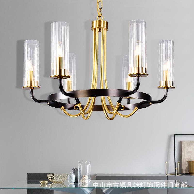 现代简约仿铜吊灯轻奢大气客厅灯北欧美式吊灯铜色圆形客厅灯