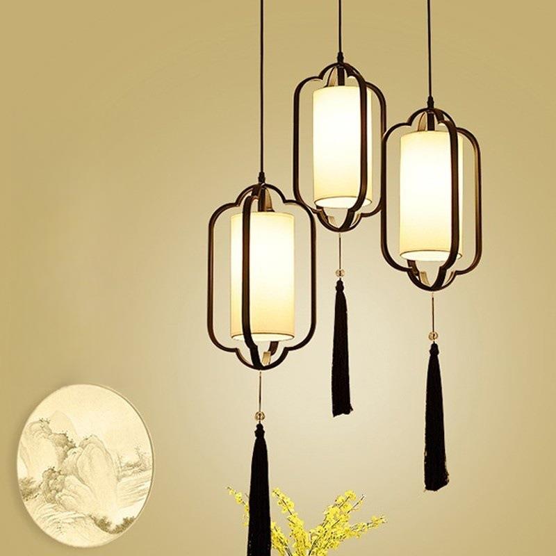 新中式餐厅吊灯仿古现代简约LED餐吊灯饰创意厨房吧台茶楼梯灯具