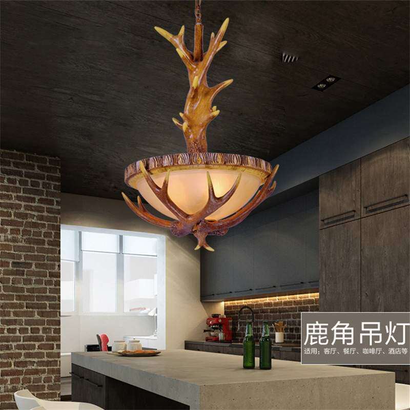 鹿角吊灯美式复古餐厅民宿吊灯北欧创餐吧咖啡厅服装展厅装饰吊灯