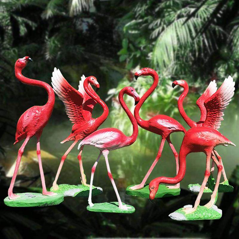 园林景观小品庭院装饰摆件玻璃钢仿真火烈鸟雕塑玻璃钢动物雕塑