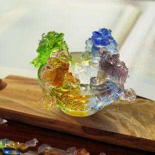 琉璃八方来财金蟾聚宝盆元宝摆件招财聚财四方纳财葫芦家用吉祥物