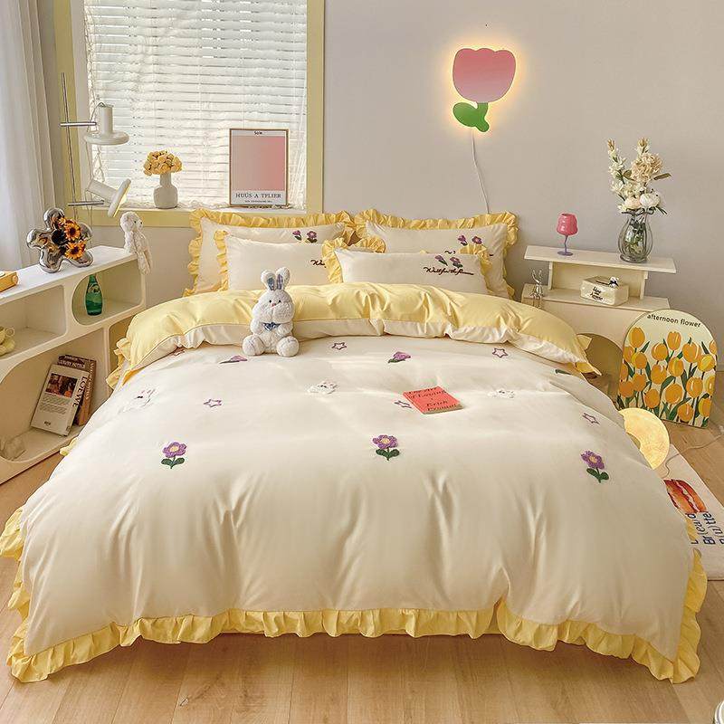 纯色简约风立体毛巾绣贴布绣亲肤四件套被套床单床上用品,清洗/食品/商业设备,风口/风叶/风机配件,淘宝优惠券,粉丝福利购,淘宝优惠卷