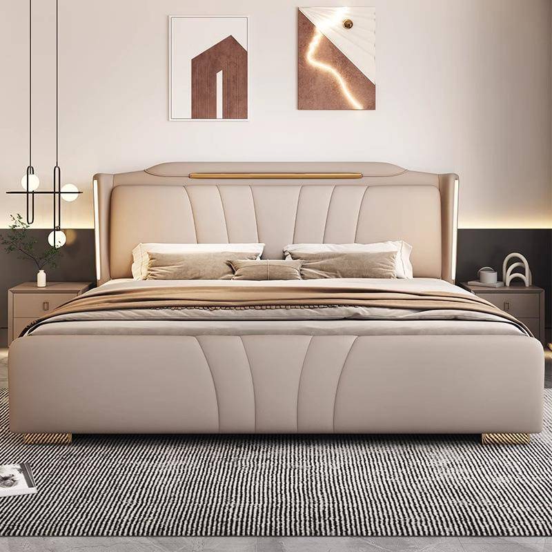 2025意式轻奢床双人1.8x2米真皮主卧大床储物床婚床1.5米网红皮床