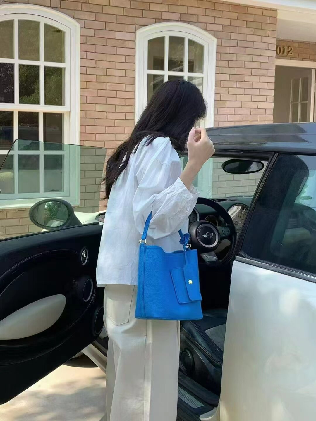 韩系ins多色荔枝纹托特包竖款通用款女包