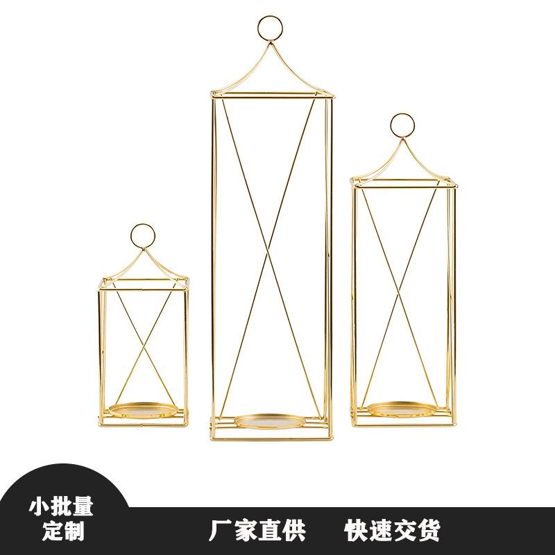 金属灯笼门廊立式烛台三件套大号铁线灯笼婚礼中心摆件